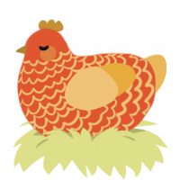 A vermilion and honey chicken with a lace pattern