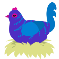 semaphore, a indigo and sapphire chicken with a half-bar pattern