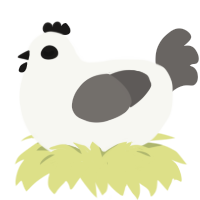 Ceiling Fan, a white and grey chicken