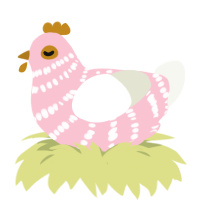 Glass, a rose and white chicken with a bar pattern