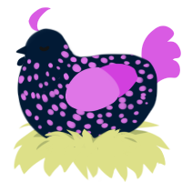 A tumblr and orchid chicken with a speckle pattern