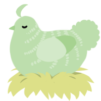A gluppy chicken with a half-bar pattern