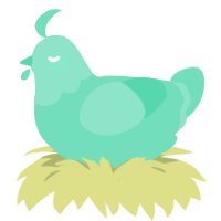 A mint chicken with a head pattern