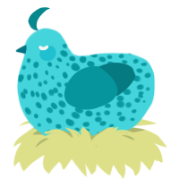 Blue Grape, a aqua and teal chicken with a speckle pattern