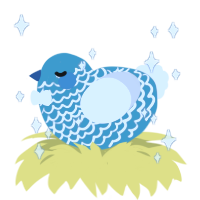 A cerulean and mist chicken with a lace pattern