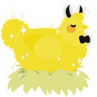 A yellow chicken with a head pattern