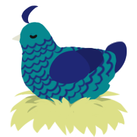 Tsunami, a teal and navy chicken with a lace pattern