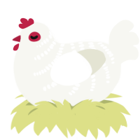 chicken, a white chicken with a half-bar pattern