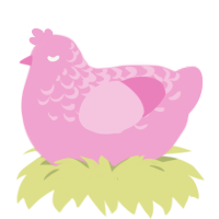 A pink chicken with a half-lace pattern
