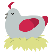 A silver and crimson chicken