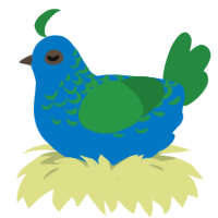 Peacock, a sapphire and viridian chicken with a half-lace pattern