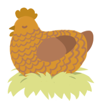 A orange and brown chicken with a lace pattern