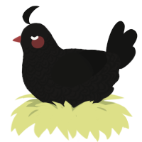 Aprils Fool, a sable and black chicken with a double-lace pattern
