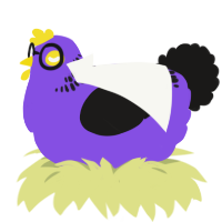 A blurple and sable chicken with a neck-band pattern