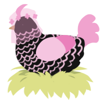 A black and pink chicken with a lace pattern