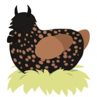 A sable and brown chicken with a speckle pattern