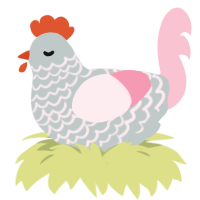 Goose, a silver and rose chicken with a lace pattern