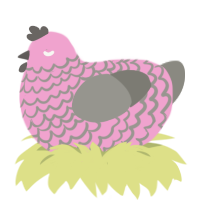 A pink and ash chicken with a lace pattern