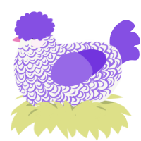 A white and blurple chicken with a double-lace pattern
