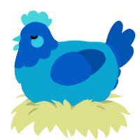 A cerulean and ultramarine chicken with a head pattern