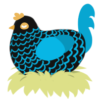 A black and cerulean chicken with a lace pattern