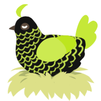 A black and lime chicken with a lace pattern