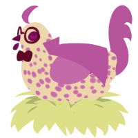 A cream and orchid chicken with a speckle pattern