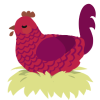A crimson and wine chicken with a lace pattern
