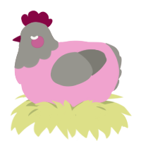 Cotton Candy, a pink and ash chicken with a head pattern