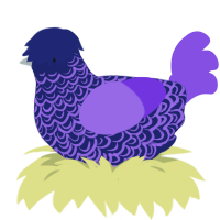 A navy and blurple chicken with a double-lace pattern