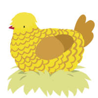 A yellow and gold chicken with a lace pattern