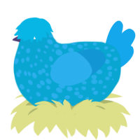 A cerulean and sky chicken with a speckle pattern