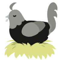 A sable and ash chicken with a head pattern
