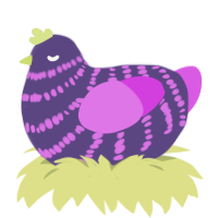 A overcast and orchid chicken with a bar pattern