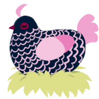 A tumblr and pink chicken with a lace pattern