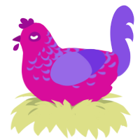 Heartburn, a fuchsia and blurple chicken with a half-lace pattern
