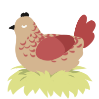 A beige and red chicken with a half-lace pattern