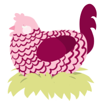 A rose and maroon chicken with a lace pattern