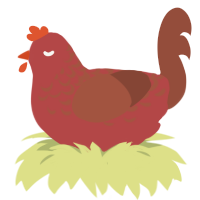 A red and russet chicken with a half-lace pattern
