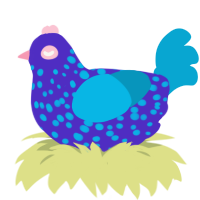 A indigo and cerulean chicken with a speckle pattern