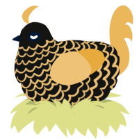 A black and honey chicken with a lace pattern