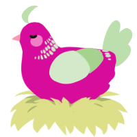A fuchsia and gluppy chicken with a neck-band pattern