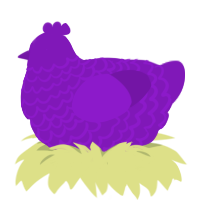 A violet chicken with a lace pattern