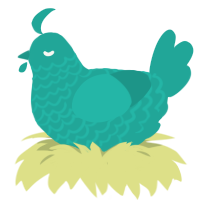 A turquoise chicken with a lace pattern
