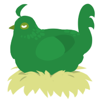 A viridian chicken with a neck-speckle pattern