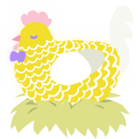 Sunshine, a yellow and white chicken with a lace pattern