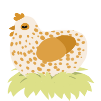 A cream and orange chicken with a speckle pattern
