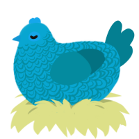 A cerulean and sea chicken with a double-lace pattern