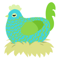 A aqua and grass chicken with a lace pattern