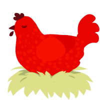 A maroon chicken with a speckle pattern